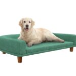 DIVANO PER CANI DI TAGLIA GRANDE CON GAMBE RIALZATE E CUSCINO SFODERABILE, VERDE CHIARO